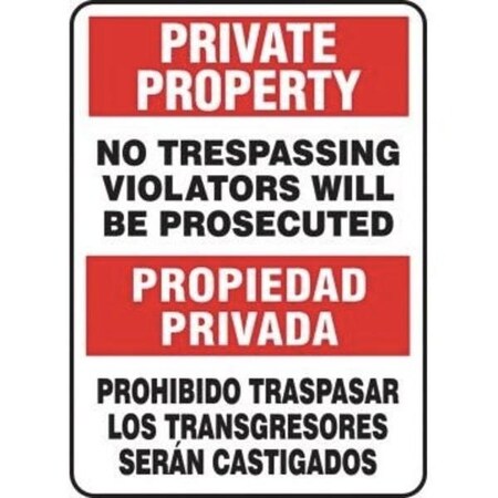 Accuform BILINGUAL PRIVATE PROPERTY SAFETY SBMATR510XP SBMATR510XP